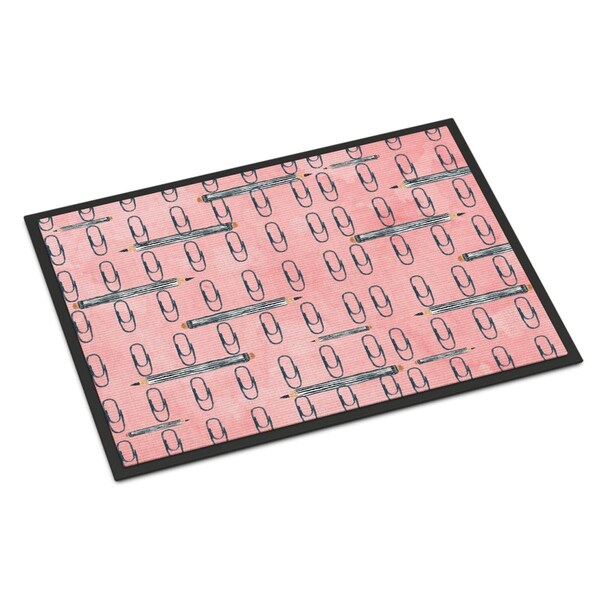 Carolines Treasures Watercolor Organized Paper Clips Pink Indoor or Outdoor Mat, 24 x 36 in. BB7539JMAT - main